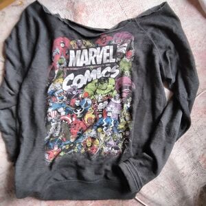 Marvel Black Sweatshirt with Colorful Superhero Design
